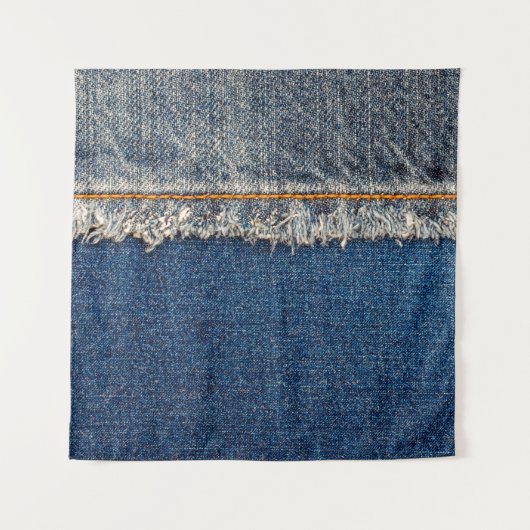 Rechte naad met oranje draad op gebleekte hol wandkleed (Voorkant)