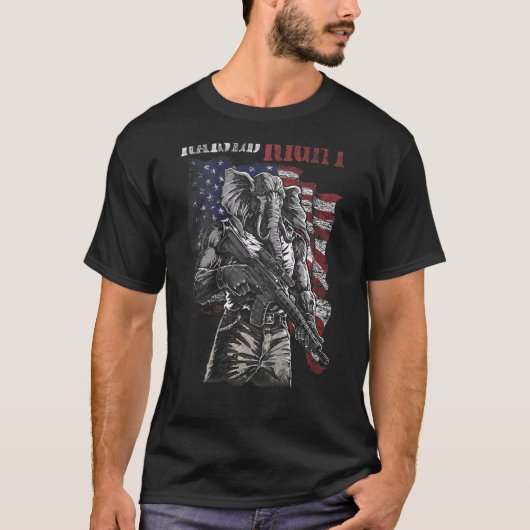 Rechte olifant Verenigde Staten vlag T-shirt (Voorkant)