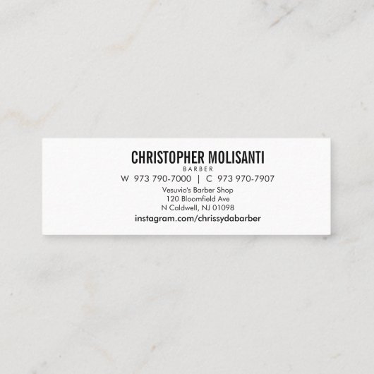 rechte straal / mini mini visitekaartje (Achterkant)