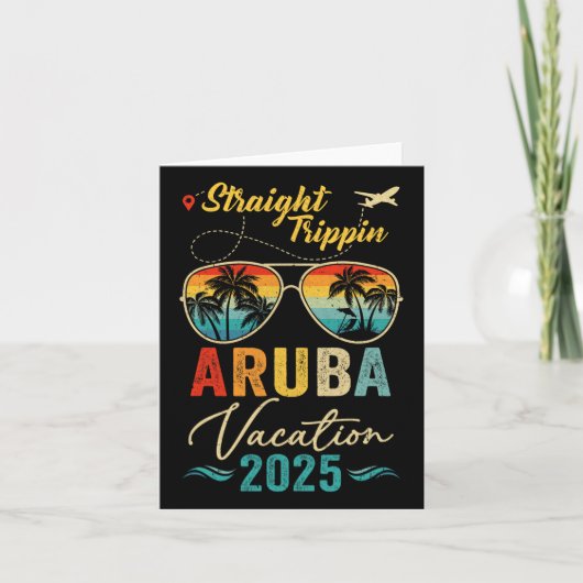 Rechte Trippin Aruba 2025 Familie Zomer Vakantie Kaart (Voorkant)