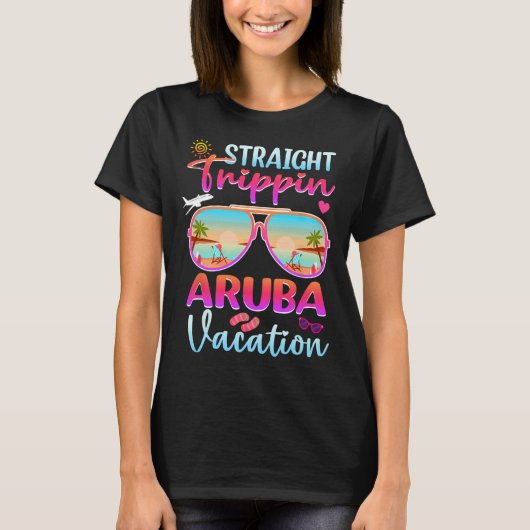 Rechte Trippin Aruba 2025 Strand Zomer Vakantie T-shirt (Voorkant)