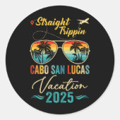 Rechte Trippin Cabo San Lucas 2025 Familie Zomer Ronde Sticker (Voorkant)