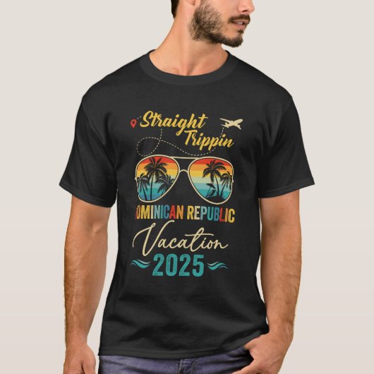 Rechte Trippin Dominicaanse Republiek 2025 Familie T-shirt (Voorkant)