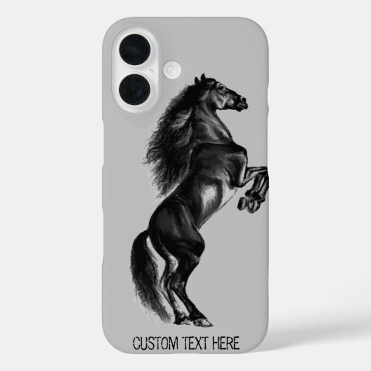 Rechte Wild Paard iPhone Case met aangepaste tekst (Achterkant)
