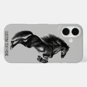 Rechte Wild Paard iPhone Case met aangepaste tekst (Achterkant (horizontaal))