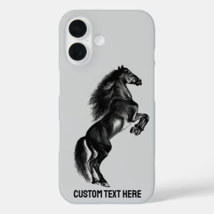 Rechte Wild Paard iPhone Case met aangepaste tekst