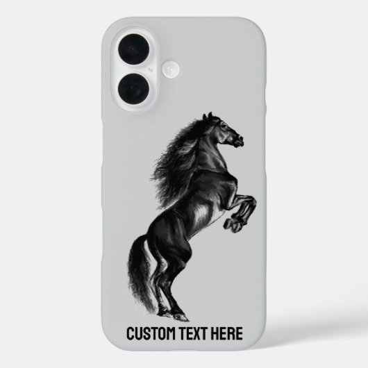 Rechte Wild Paard iPhone Case met aangepaste tekst (Achterkant)