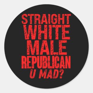 Rechte witte mannelijke Republikeinse U Boos Grapp Ronde Sticker