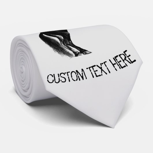 Rechte Zwarte Paardenhalsband met Aangepaste Tekst Stropdas (Opgerold)