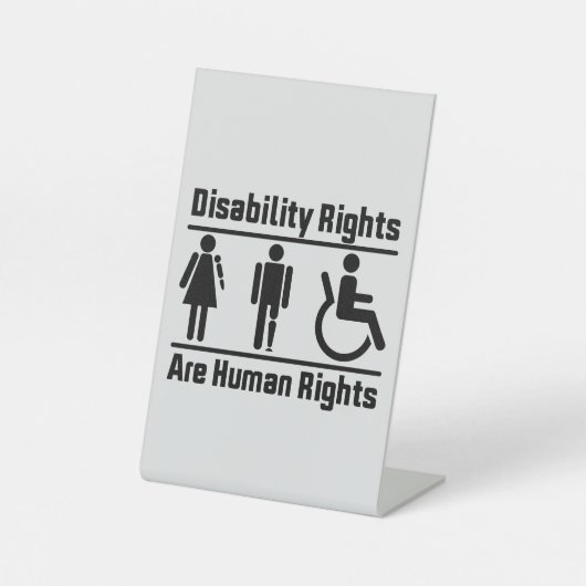 Rechten van gehandicapten zijn mensenrechten reclamebord met voetstuk (Voorkant)