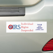 Rechten van individuen opgeschort door IRS Bumpersticker (Op auto)