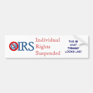 Rechten van individuen opgeschort door IRS Bumpersticker