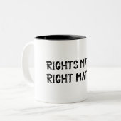 Rechten zijn belangrijk Recht is belangrijk Grunge Tweekleurige Koffiemok (Voorkant links)