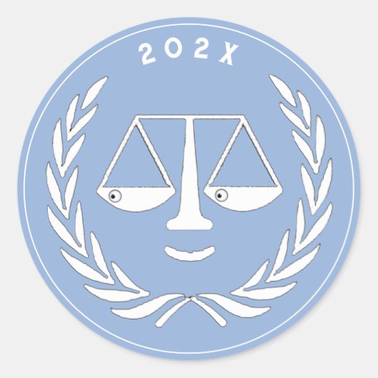 Rechtenschool afgestudeerd ronde sticker (Voorkant)