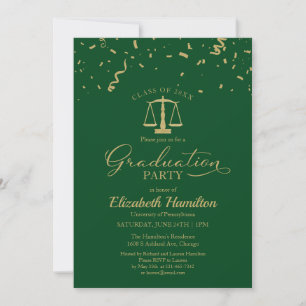 Rechtenschool Afstudeerfeest Goud Confetti Groen Kaart
