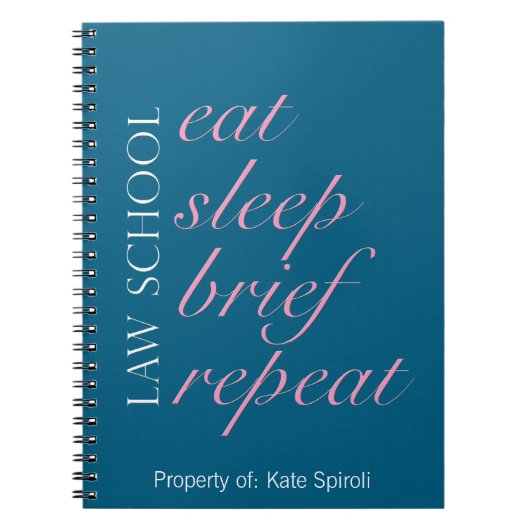 Rechtenstudent "Eat Sleep Brief Repeat" humoristis Notitieboek (Voorkant)