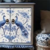 Rechter Bloemtakken Blauw Delfts Pauw Decoupage Tissuepapier