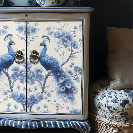 Rechter Bloemtakken Blauw Delfts Pauw Decoupage Tissuepapier