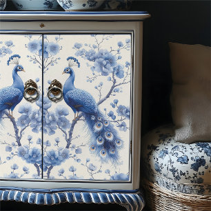 Rechter Bloemtakken Blauw Delfts Pauw Decoupage Tissuepapier