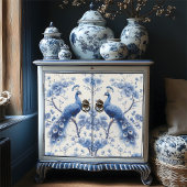 Rechter Bloemtakken Blauw Delfts Pauw Decoupage Tissuepapier
