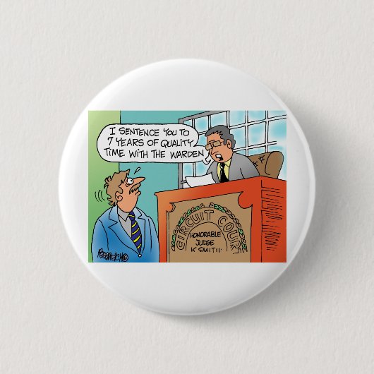 Rechter die een executieve verweerder scoldeert ronde button 5,7 cm (Voorkant)