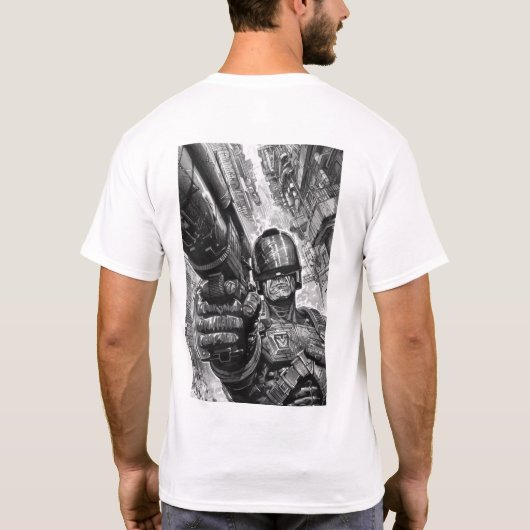 Rechter Dredd Retro Shotgun T-shirt (Achterkant)