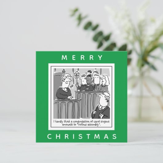 Rechter in de rechtbank verdedigt Carol Singers Kaart (Staand voorkant)