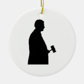 Rechter met Gavel Silhouette Keramisch Ornament (Voorkant)