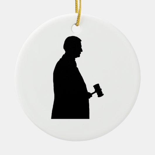 Rechter met Gavel Silhouette Keramisch Ornament (Voorkant)