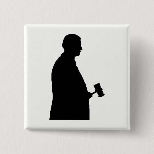 Rechter Met Hamer Silhouet Vierkante Button 5,1 Cm (Voorkant)