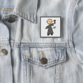 Rechter Stokfiguur Vierkante Button 5,1 Cm (In situ)