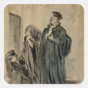 Rechter, vrouw en kind vierkante sticker