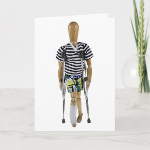 Rechterbeen in gips met krukken kaart