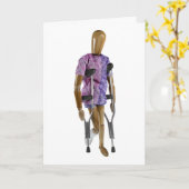 Rechterbeen in gips met krukken kaart (Gele Bloem)