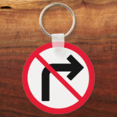 Rechterbocht verboden | Metal Circle-Sleutelhanger Sleutelhanger (Voorkant)