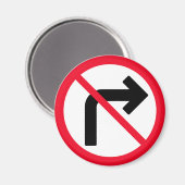 Rechterbocht verboden | Rood cirkelteken | Magneet (Voorkant / Achterkant)