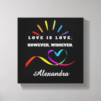 Rechterpaneel - Neon Regenboog "Liefde is Liefde" Canvas Afdruk