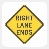 Rechterrijstrook beëindigt Stickers van de wegteke (Voorkant)