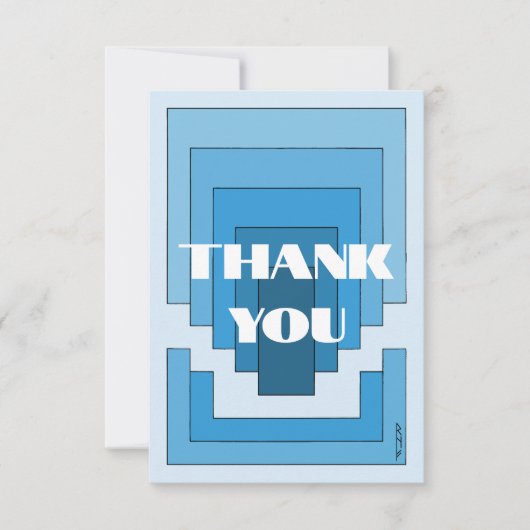 Rechthoek Abstract in blauw Bedankkaart (Voorkant)