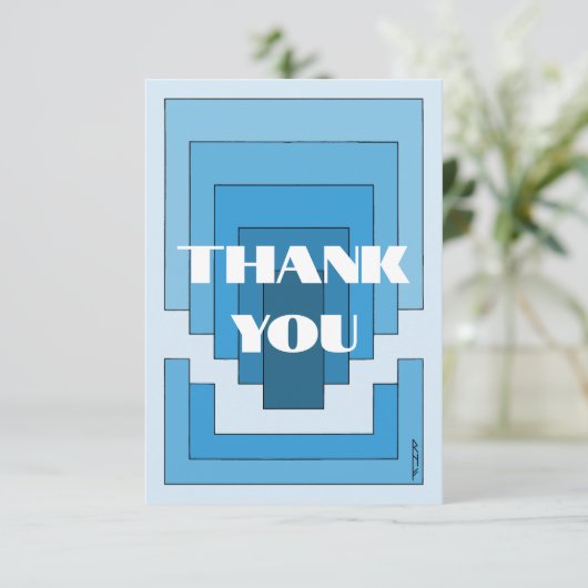 Rechthoek Abstract in blauw Bedankkaart (Staand voorkant)