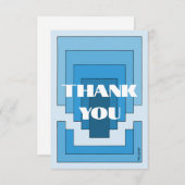 Rechthoek Abstract in blauw Bedankkaart (Voorkant / Achterkant)