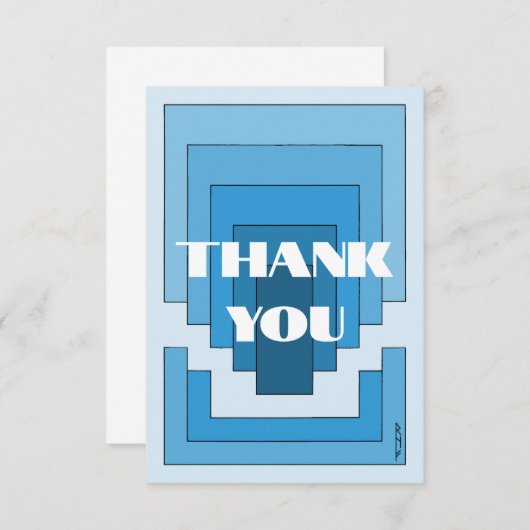 Rechthoek Abstract in blauw Bedankkaart (Voorkant / Achterkant)