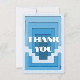 Rechthoek Abstract in blauw Bedankkaart