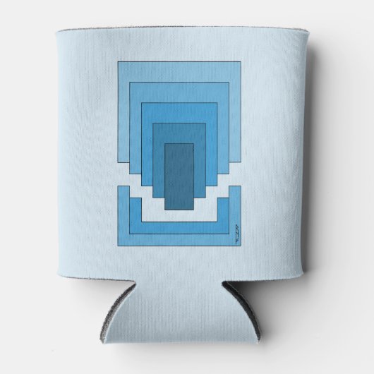 Rechthoek Abstract in blauw Blikjeskoeler (Voorkant)