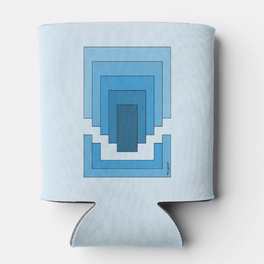 Rechthoek Abstract in blauw Blikjeskoeler (Achterkant)