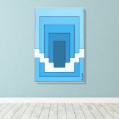 Rechthoek Abstract in Blauw Canvas Afdruk (Insitu (Houten vloer))