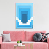 Rechthoek Abstract in Blauw Canvas Afdruk (Insitu (Woonkamer))