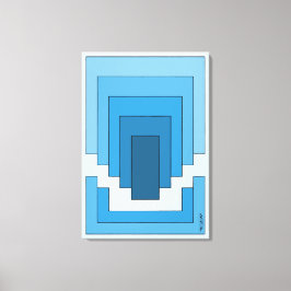 Rechthoek Abstract in blauw Canvas Afdruk