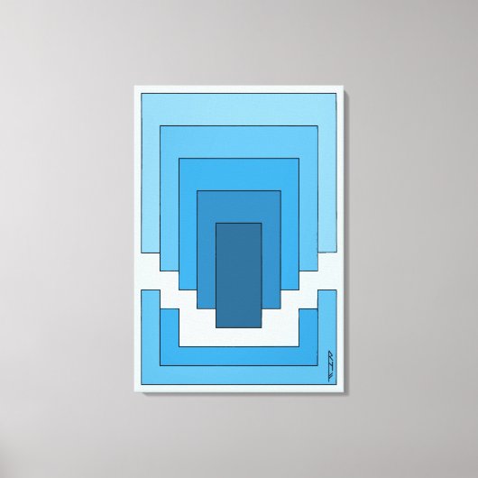 Rechthoek Abstract in blauw Canvas Afdruk (Voorkant)