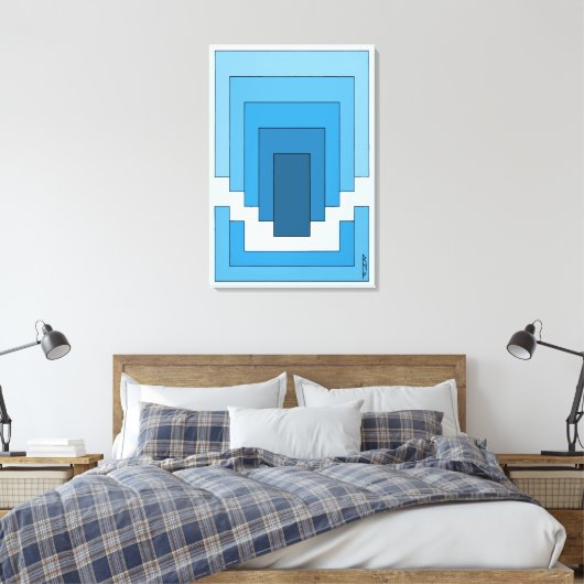 Rechthoek Abstract in blauw Canvas Afdruk (Insitu (Slaapkamer))